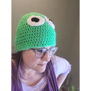 Crochet Eyeball Beanie Green Monster
